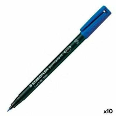 10 Staedtler Lumocolor Folienstifte blau 0,4 mm permanent