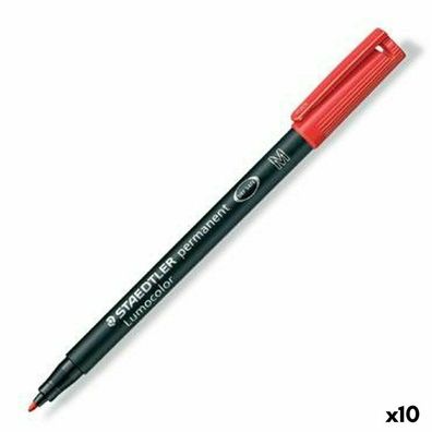 10 Staedtler Lumocolor Folienstifte rot 1,0 mm permanent