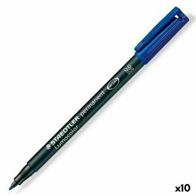 10 Staedtler Lumocolor Folienstifte blau 1,0 mm permanent