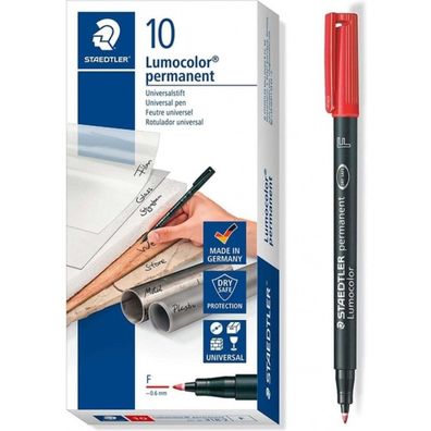 10 Staedtler Lumocolor Folienstifte rot 0,6 mm permanent