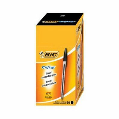 50 BIC Kugelschreiber Cristal transparent Schreibfarbe schwarz