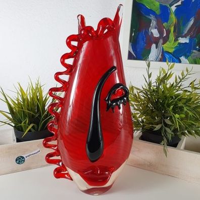 Moderne Blumenvase aus Glas Rot 36 cm