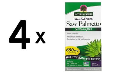 4 x Saw Palmetto Extract, Capsules - 120 vcaps