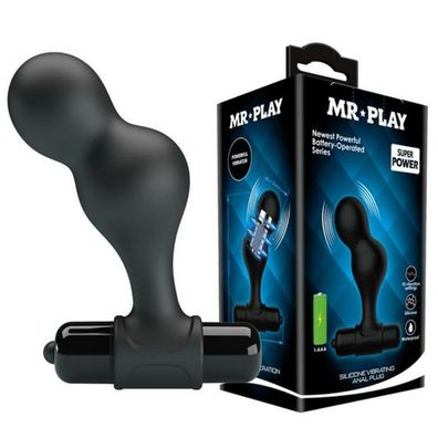 MR PLAY - Silicone Vibrating ANAL PLUG BLACK