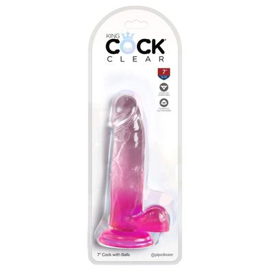 KingCockClear 7 w balls pink