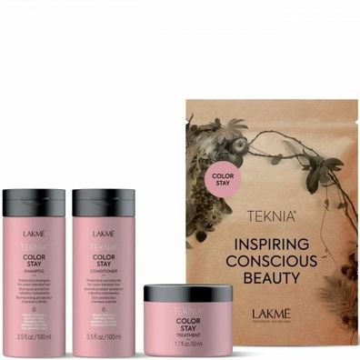 Lakme Teknia Color Stay Reisepaket: Shampoo 100ml, Spülung 100ml, Kur 50ml