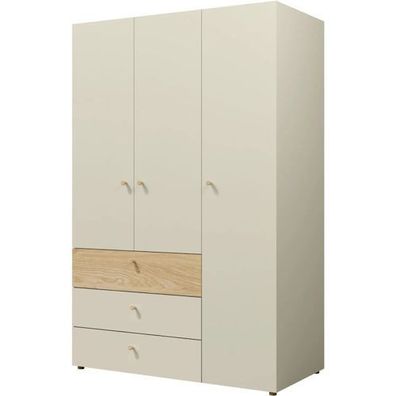 Kleiderschrank YUKI Y1 Schrank graubeige/ geölte Eiche