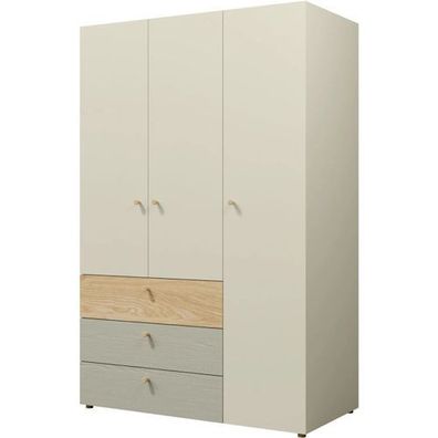 Kleiderschrank YUKI Y1 Schrank graubeige/ geölte Eiche/ Eukalyptus