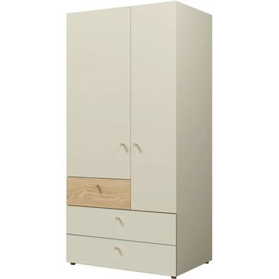 Kleiderschrank YUKI Y2 Schrank graubeige/ geölte Eiche