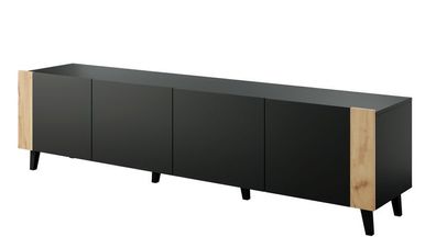 Fernsehschrank Faro Tv-Lowboard 200x52x42 cm schwarz/ Craft Eiche