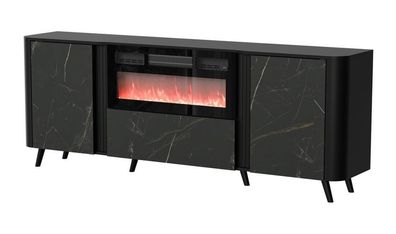Sideboard Kommode Volare mit Kamin schwarz/schwarzer san sebastian