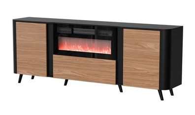 Sideboard Kommode Volare mit Kamin schwarz/nußbaum
