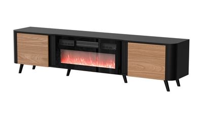 Fernsehschrank Volare mit elektrischem Kamin Tv-Lowboard schwarz/nußbaum