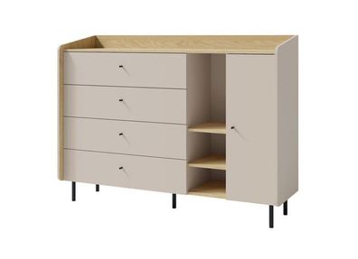 Kommode Alessio AE7 Sideboard Sandbeige/Eiche geölt