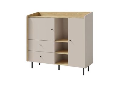 Kommode Alessio AE7 Sideboard Sandbeige/Eiche geölt