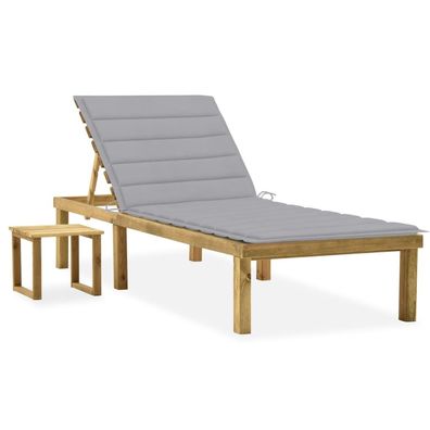 vidaXL Garten-Sonnenliege mit Tisch und Auflage Kiefer Imprägniert
