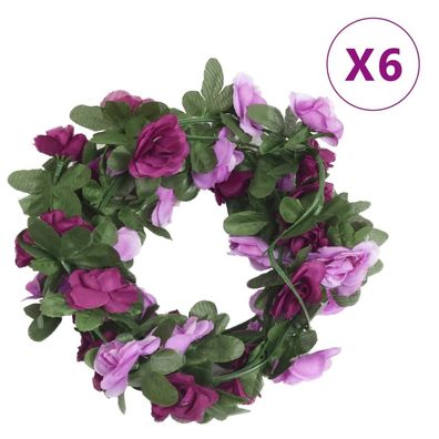 vidaXL Weihnachtskränze 6 Stk. Frühlingsrosen Helllila 250 cm