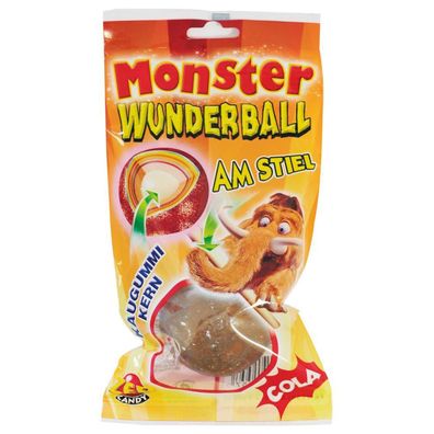 ZED Monster Wunderball Cola Lolli am Stiel mit Kaugummi Kern 80g