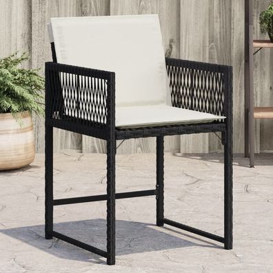 vidaXL Gartenstühle mit Kissen 4 Stk. Schwarz Poly Rattan