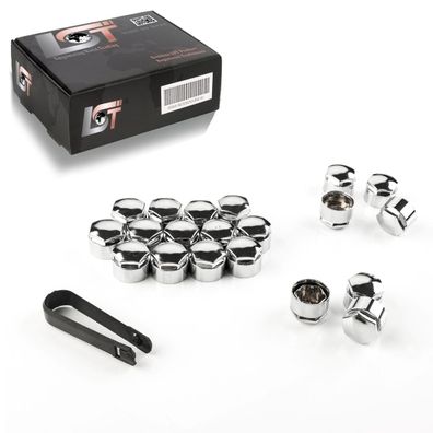 20x Radschrauben Kappen 17 mm Chromfarben + Abzieher für Audi für Seat