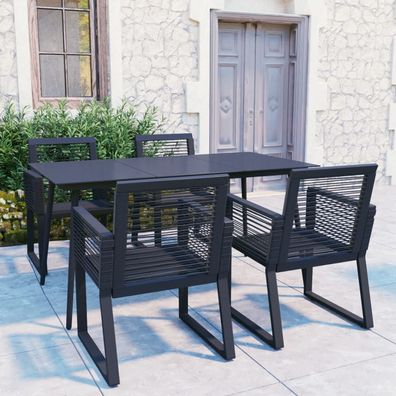 vidaXL 5-tlg. Garten-Essgruppe PVC Rattan Schwarz