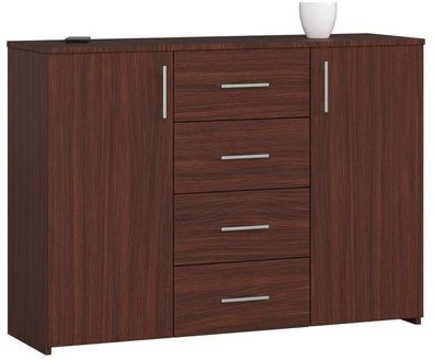 Kommode AKORD K45 Wenge 110 cm 2 Türen 4 Schubladen 4 Ebenen B110 x H80 x T35 cm