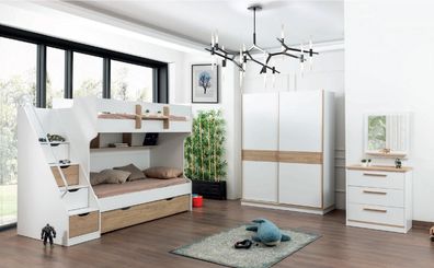 Hochbett Etagen Bett Kommode Spiegel Schlafzimmer Spiegel Möbel Schrank 4Tlg