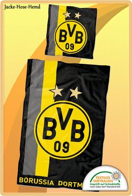 BVB Borussia Dortmund Bettwäsche Beutel Baumwolle Logo Schwarz Gr 135x200cm NEU