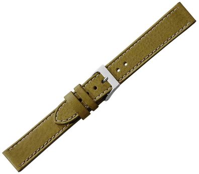 Herzog Naturale Uhrenarmband olive flach > Kalbleder Kontrastnaht