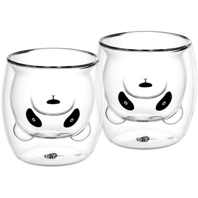 GRÄWE Doppelwandige-Thermogläser, 245ml, 2er Set, Motiv Panda