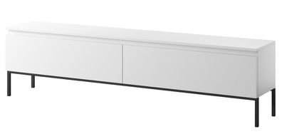 Selsey Bemmi - TV-Schrank Lowboard, Weiß mit schwarzen Beinen, 175 cm