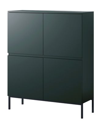 Selsey BEMMI - Highboard 4-térig, Dunkelgrén mit Metallbeinen, 100 cm breit