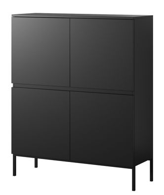 Selsey Bemmi - Highboard Hochkommode 4-térig, Schwarz, 100 cm