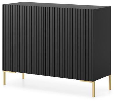 Selsey Lammelo - 2-térig Sideboard mit Lammelen Schwarz, 92 cm breit