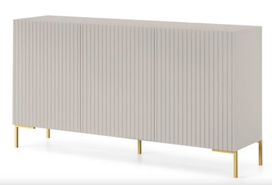 Selsey Lammelo - dreitérige Kommode, Beige, 140 cm