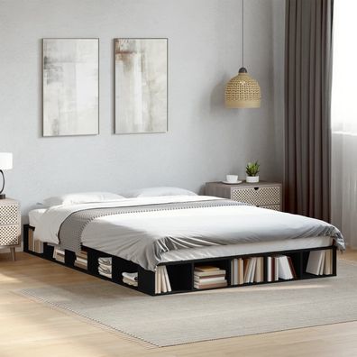 vidaXL Bettgestell Schwarz 160x200 cm Holzwerkstoff