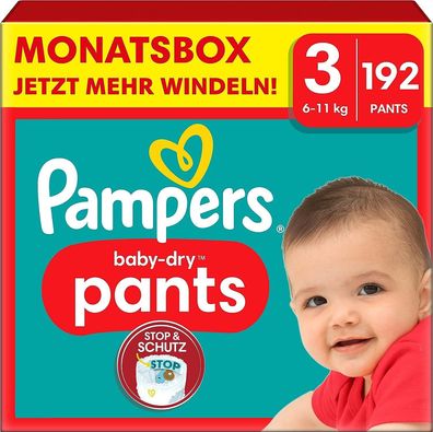 Pampers Baby Dry Pants Größe 3-8 Monatsbox Rundum-Auslaufschutz - Monatsbox