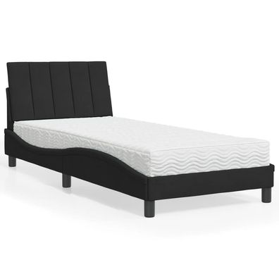 vidaXL Bett mit Matratze Schwarz 80x200 cm Samt