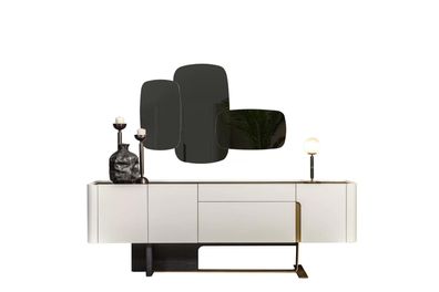 Sideboard Anrichte Weiß Schrank Spiegel Kommode Holz Garnitur Kommode