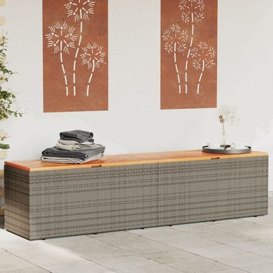 vidaXL Gartentruhe Grau 220x50x54 cm Poly Rattan Akazienholz