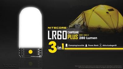 Nitecore LR60 | Laterne | Powerbank | für CR123 RCR123 18650 21700