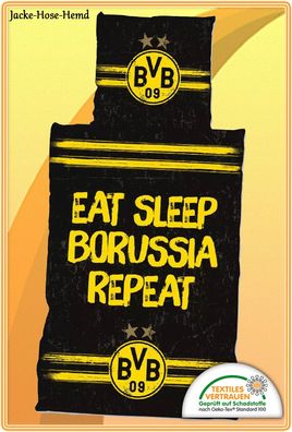 BVB Borussia Dortmund Bettwäsche Baumwolle Logo Schwarz Gelb Gr: 135x200cm NEU