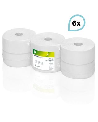 JUMBO/ GIANT Comfort Toilettenpapier Großrollen, 6 Rollen, 2-lagig, 380m je Rolle, Re