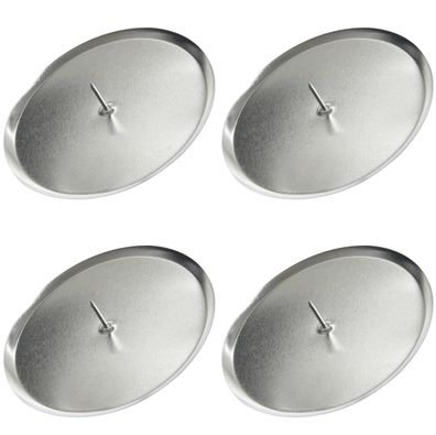 Adventskranzkerzenhalter Silberfarben Ø 8 cm aus Metall - 4er Set