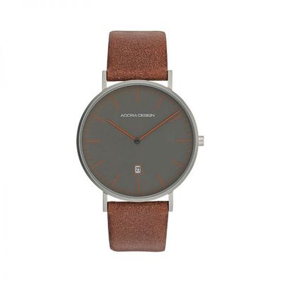 ADORA AD8598 Herren Herrenuhr Edelstahl rotes Lederband
