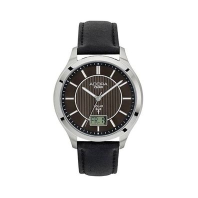 ADORA AF7178 1-205049-001 Herren Uhr Armbanduhr Solaruhr Edelstahl Leder