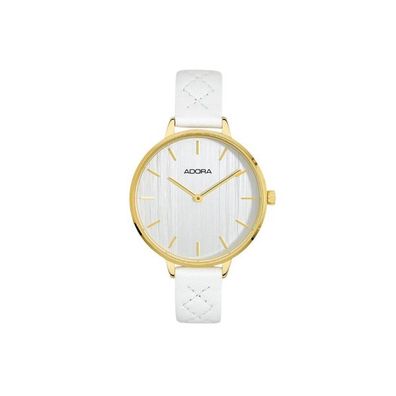 ADORA AT5424 Damen Damenuhr Edelstahl gold Leder weiss