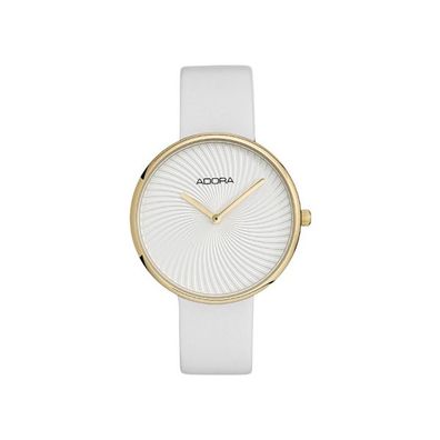 ADORA AT5479 Damen Damenuhr Edelstahl gold Leder weiss