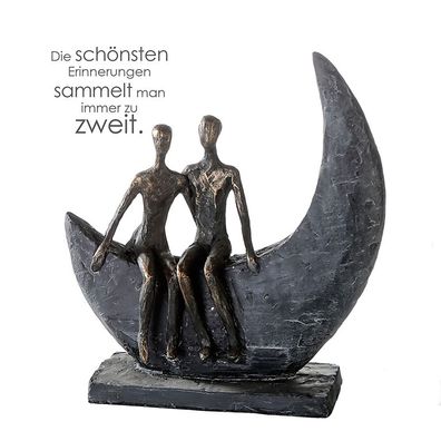 Casablanca Skulptur "Moon" Poly, ronzefarben dunkelgraue Basis Höhe 23,5 cm Breite