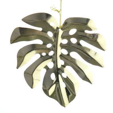 GASPER Weihnachtsdeko Fensterblatt - Monstera Blatt goldfarben 12 cm - Metall